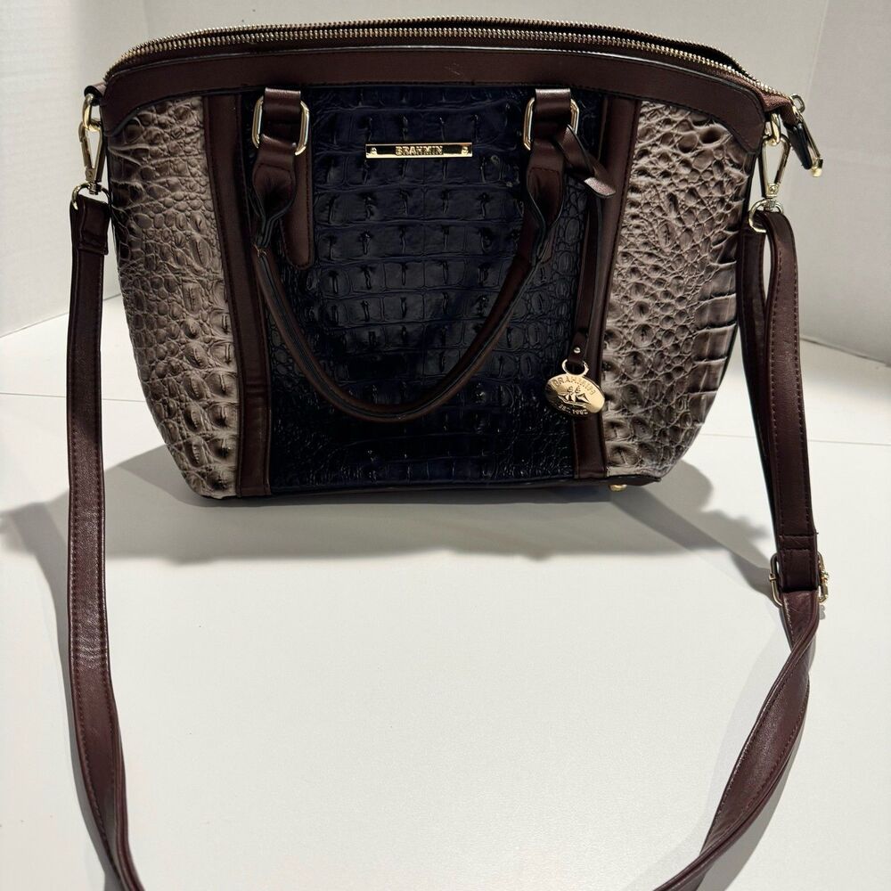 Brahmin Large Duxbury Satchel Melbourne Croc Embossed Leather Handbag